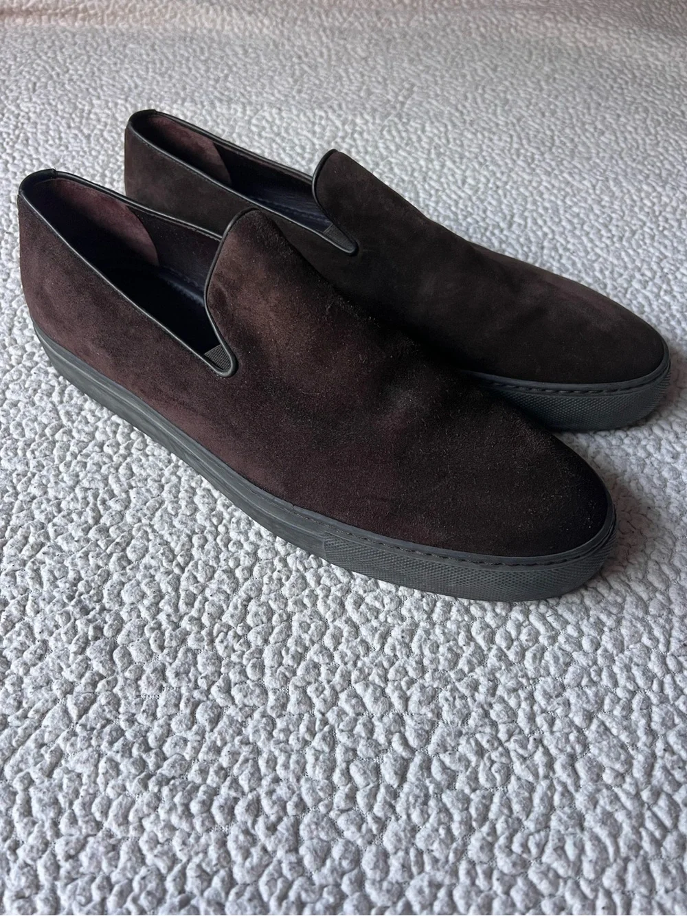 Giorgio Armani Made in Italy Brown Suede Slip On Sneakers Loafers Office EU 45